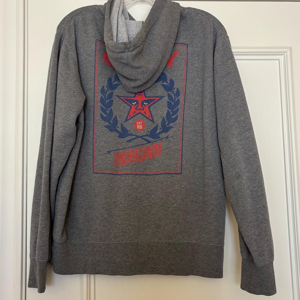 Obey Propaganda Heather Gray Zip-Up Hoodie